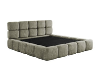 Lit coffre en velours chiné vert olive 180x200 cm BUBBLE