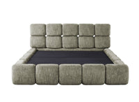 Lit coffre en velours chiné vert olive 180x200 cm BUBBLE