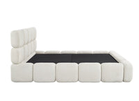 Lit coffre tissu bouclette beige 180x200 cm BUBBLE