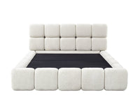 Lit coffre tissu bouclette beige 180x200 cm BUBBLE