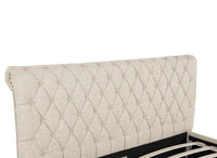 Lit double avec 4 tiroirs en lin beige 160x200 cm LEANDRE