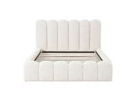 Lit double en tissu bouclette beige 140x190 cm RITA