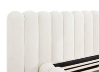 Lit double en tissu bouclette beige 160x200 cm GRETA