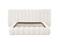 Lit double en tissu bouclette beige 160x200 cm GRETA