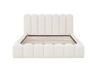 Lit double en tissu bouclette beige 160x200 cm RITA