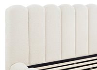 Lit double en tissu bouclette beige 160x200 cm RITA