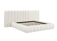 Lit double en tissu bouclette beige 180x200 cm GRETA