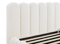 Lit double en tissu bouclette beige 180x200 cm RITA