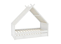 Lit gigogne cabane en bois blanc 90 x 190 cm LIMEO