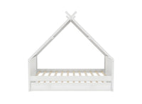 Lit gigogne cabane en bois blanc 90 x 190 cm LIMEO