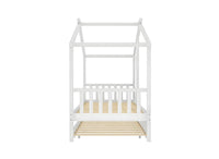 Lit gigogne cabane en bois blanc 90 x 190 cm MILIO