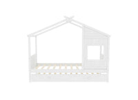 Lit gigogne cabane en bois blanc 90 x 190 cm MILIO