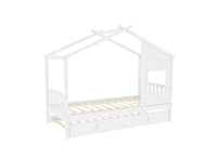 Lit gigogne cabane en bois blanc 90 x 190 cm MILIO