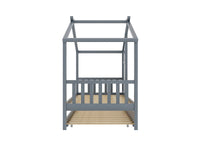 Lit gigogne cabane en bois gris 90 x 190 cm MILIO