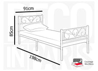 Lit simple en métal noir LUCINA 90 x 190 cm