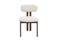 Lot de 2 chaises en tissu texturé écru pieds en métal marron LEONA