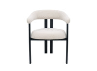 Lot de 2 chaises en tissu texturé écru pieds en métal noir ADRIANA