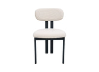 Lot de 2 chaises en tissu texturé écru pieds en métal noir LEONA