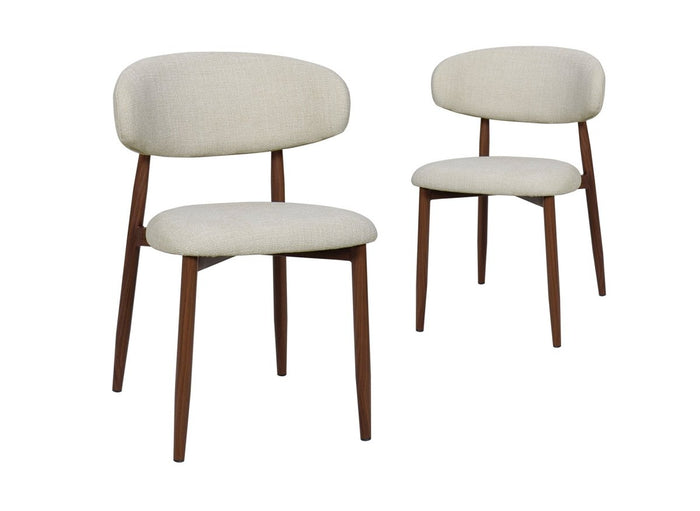 Lot de 2 chaises en tweed écru pieds en métal marron FLAVIA
