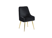 Lot de 2 chaises en velours noir pieds en métal doré DORY