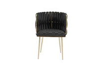 Lot de 2 chaises en velours noir pieds en métal doré POLO