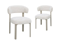 Lot de 2 chaises en velours tissé écru pieds en métal gris LOUISA
