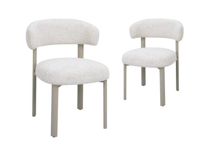 Lot de 2 chaises en velours tissé écru pieds en métal gris LOUISA