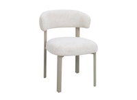 Lot de 2 chaises en velours tissé écru pieds en métal gris LOUISA