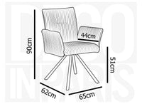Lot de 2 chaises pivotantes en velours gros côtelé gris HOLLY
