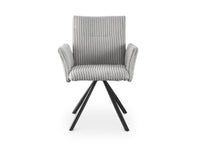 Lot de 2 chaises pivotantes en velours gros côtelé gris HOLLY