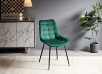 Lot de 4 chaises capitonnées en velours vert SOREN
