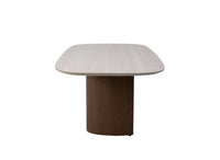 Table à manger en céramique beige pieds effet bois 10 personnes 220cm NAYA