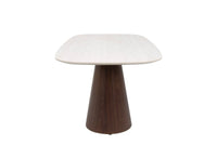 Table à manger 200cm en céramique beige pieds marron 8 personnes 200cm ELWEN