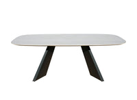 Table à manger en céramique blanc pieds noir 8 personnes 200cm ZELLY