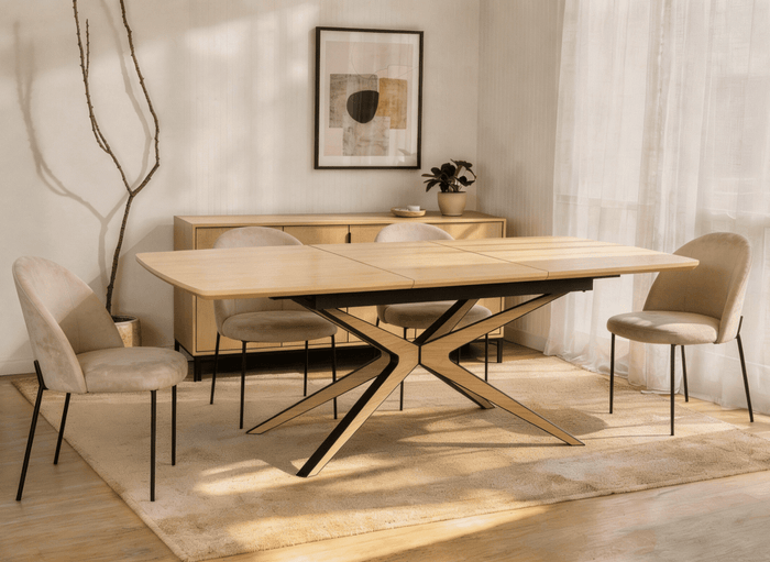 Table à manger extensible effet bois 10 personnes 160-220 cm OXANE