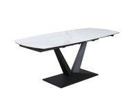 Table à manger extensible en céramique blanche 8 personnes 120-180 cm ELIAD