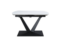 Table à manger extensible en céramique blanche 8 personnes 120-180 cm ELIAD