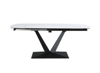 Table à manger extensible en céramique blanche 8 personnes 120-180 cm ELIAD