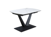 Table à manger extensible en céramique blanche 8 personnes 120-180 cm ELIAD