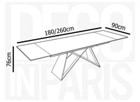 Table à manger extensible en céramique noire effet marbre 12 personnes 180-260 cm GABRIEL