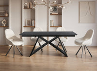 Table à manger extensible en céramique noire effet marbre 12 personnes 180-260 cm GABRIEL