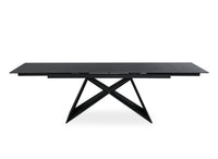 Table à manger extensible en céramique noire effet marbre 12 personnes 180-260 cm GABRIEL