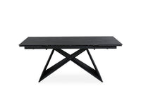 Table à manger extensible en céramique noire effet marbre 12 personnes 180-260 cm GABRIEL
