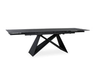 Table à manger extensible en céramique noire effet marbre 12 personnes 180-260 cm GABRIEL