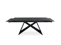 Table à manger extensible en céramique noire effet marbre 12 personnes 180-260 cm GABRIEL