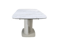 Table à manger extensible en métal beige plateau céramique blanc 180-240 cm DUBAI