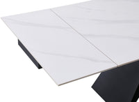 Table à manger extensible en métal noir avec plateau en céramique blanc 160-240 cm HELSINKI