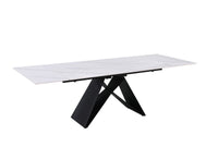 Table à manger extensible en métal noir avec plateau en céramique blanc 160-240 cm HELSINKI