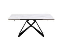 Table à manger extensible en métal noir avec plateau en céramique blanc 160-240 cm HELSINKI