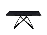 Table à manger extensible en métal noir avec plateau en céramique noir 160-240 cm HELSINKI